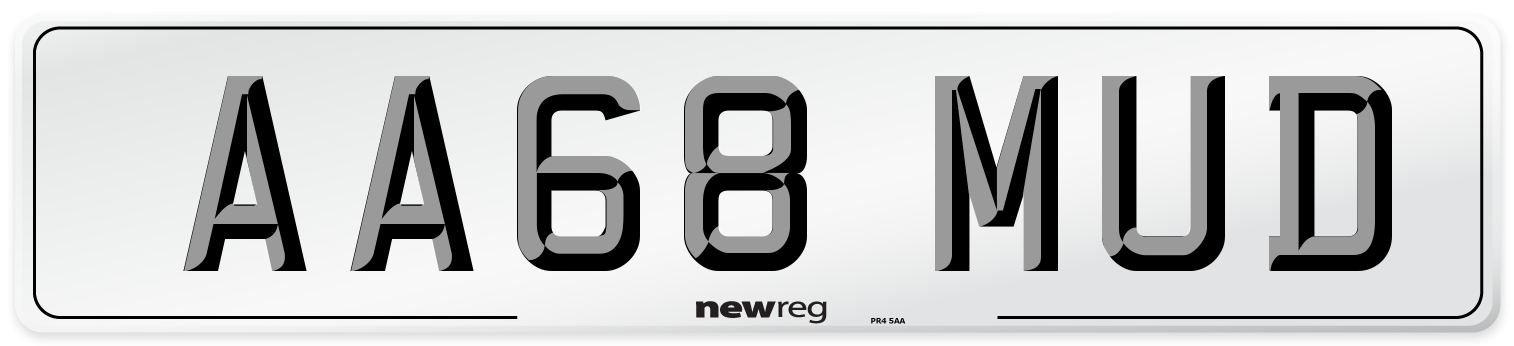 AA68 MUD Number Plate from New Reg